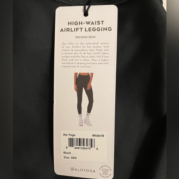 NWT Alo Yoga High Waisted Airlift Leggings Black Color Size XXS - Picture 4 of 10